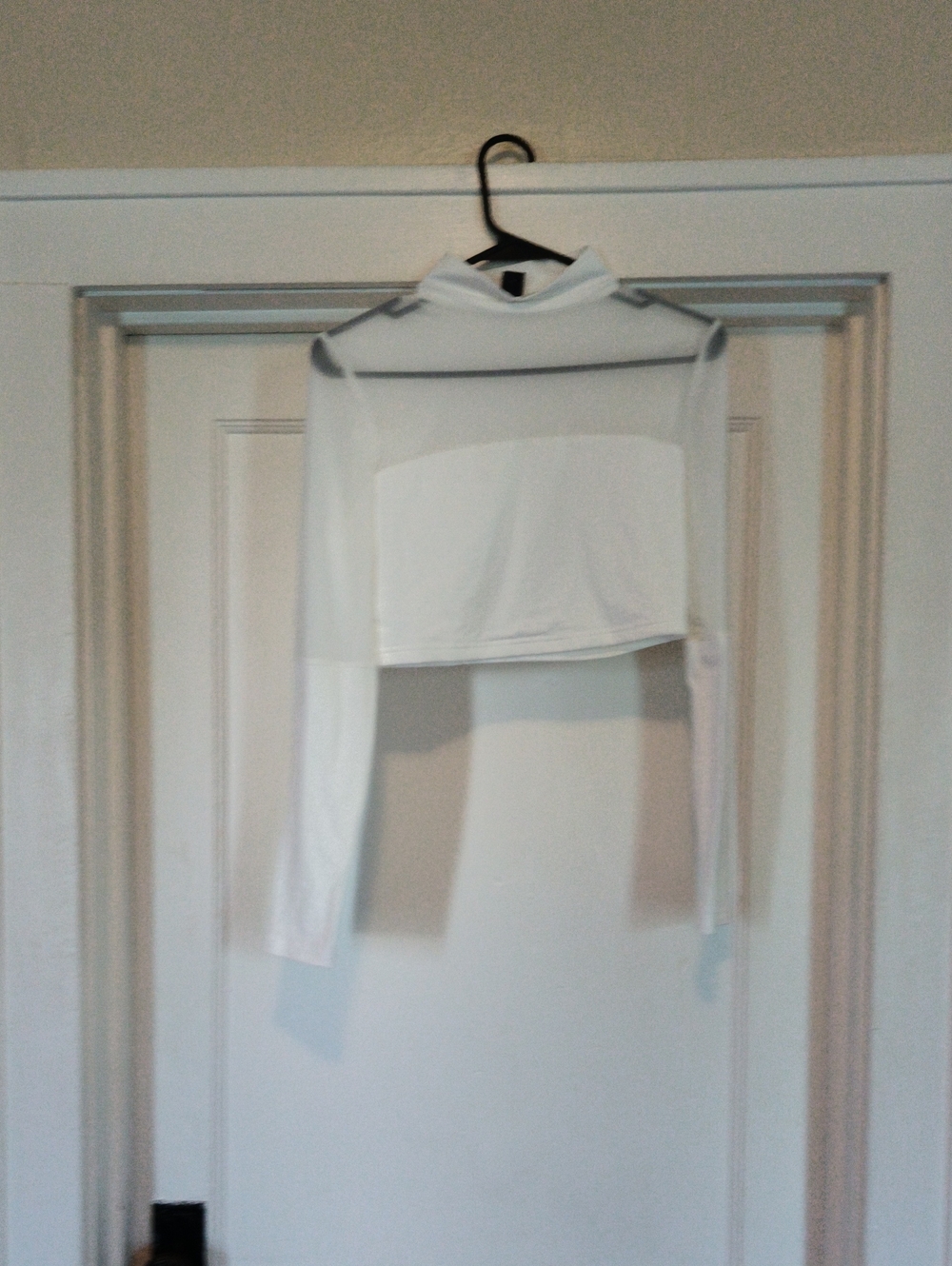SHEIN White Cropped Long-Sleeve Mockneck Top